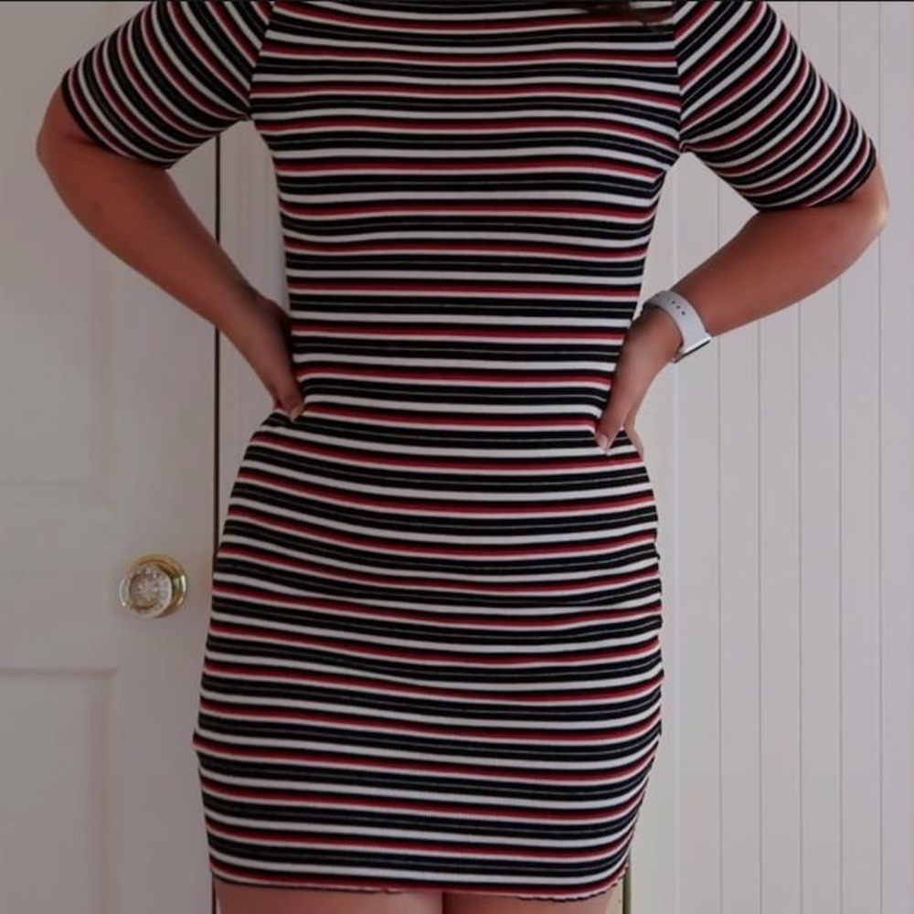 New Look Striped Bodycon dress red white blue